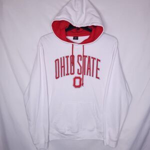 Ohio State Hoodie Mens XL White Fleece Pullover Embroidered